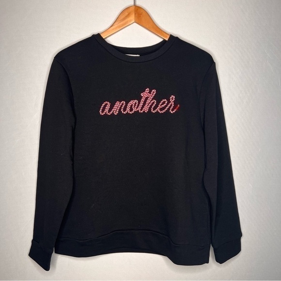 Mango MNG Casual “Another” Candy-striped Black Sweatshirt. Size Small. - Picture 3 of 8